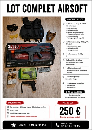 Lot complet de matériel d'airsoft